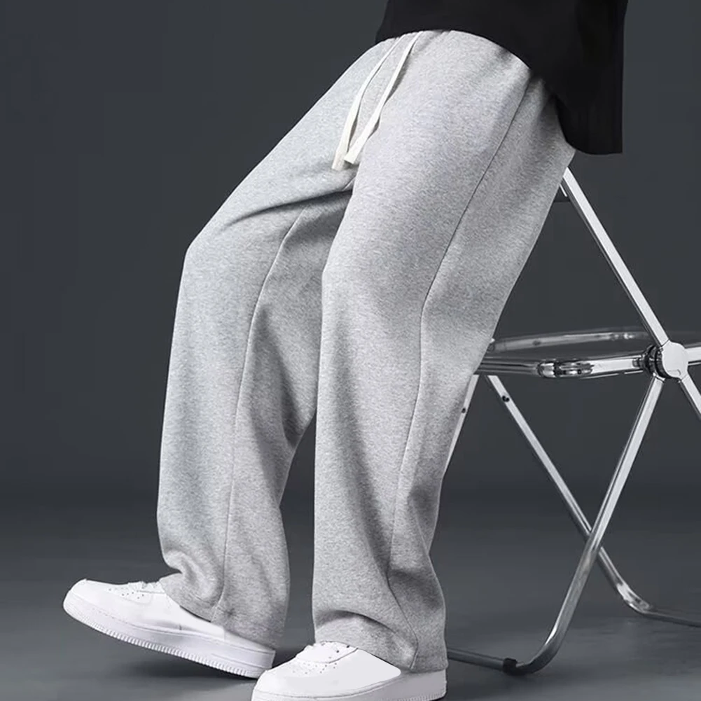 

Мужские широкие спортивные штаны, свободные спортивные брюки, повседневные однотонные брюки на шнурке