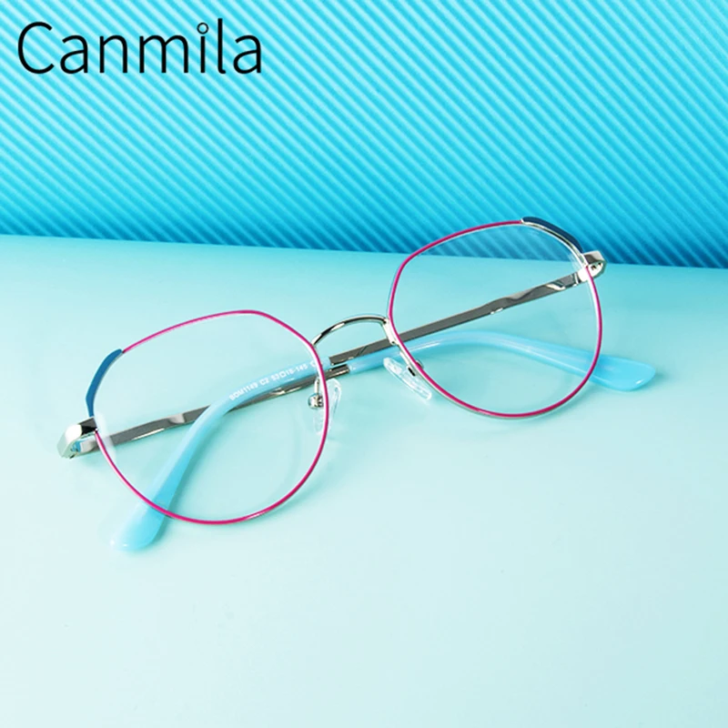 Round Color Matching Metal Glasses Frame Fresh Literary Fashion Eyeglasses Cute Colorful Retro Prescription Eyewear BOM1149