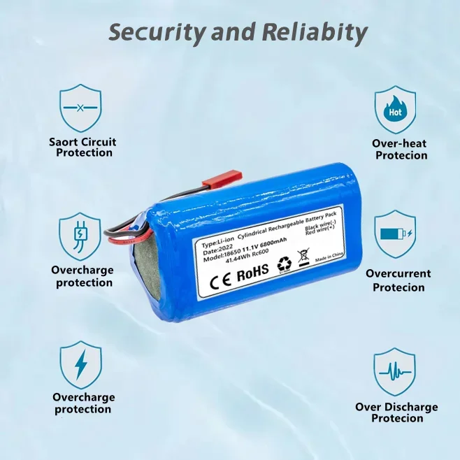 11.1V 2800mAh/4800mAh/6800mAh Battery for Ecovacs Ilife V1 V3 X3 V3 V5 X5 V5S CW310 CEN250 Robot Vacuum Cleaner Battery