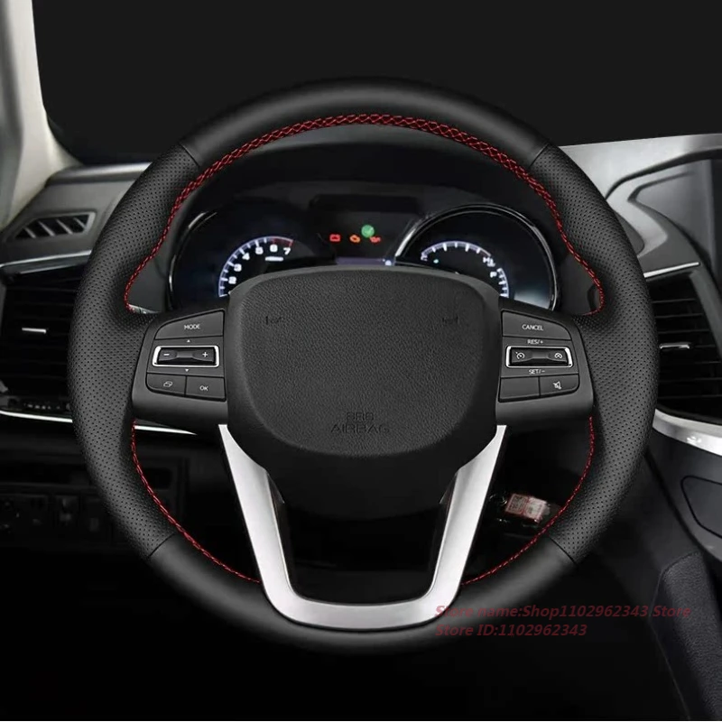 Hand Stitching Genuine Leather Steering Wheel Cover For Dongfeng Aeolus AX7 2015-2019 AX5 2017 E70 2020 Car Interior Accessory