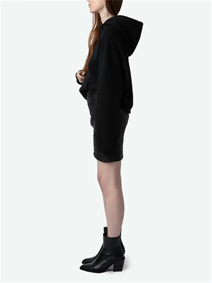 2026 Women Solid Color Warm Hoodies Wings Hot Diamond Fashion Plush Pullover Tops Fashion New