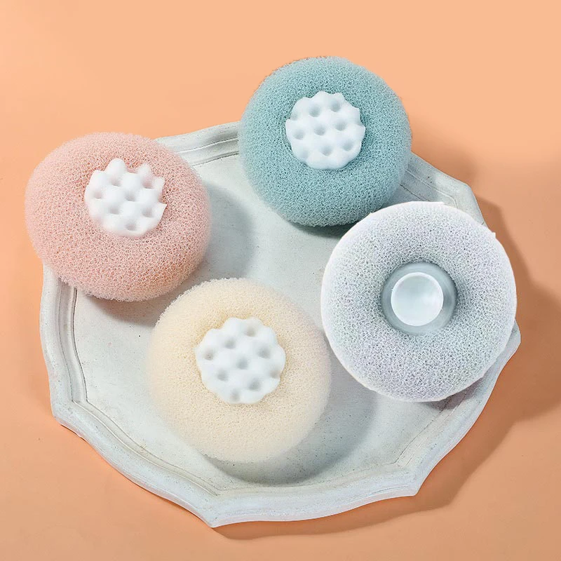 ดูดถ้วย Bath Ball Soft Exfoliating Scrubbers Bath Ball แปรงทําความสะอาดพัฟ Body Back Cleaner Ball อุปกรณ์ห้องน้ํา