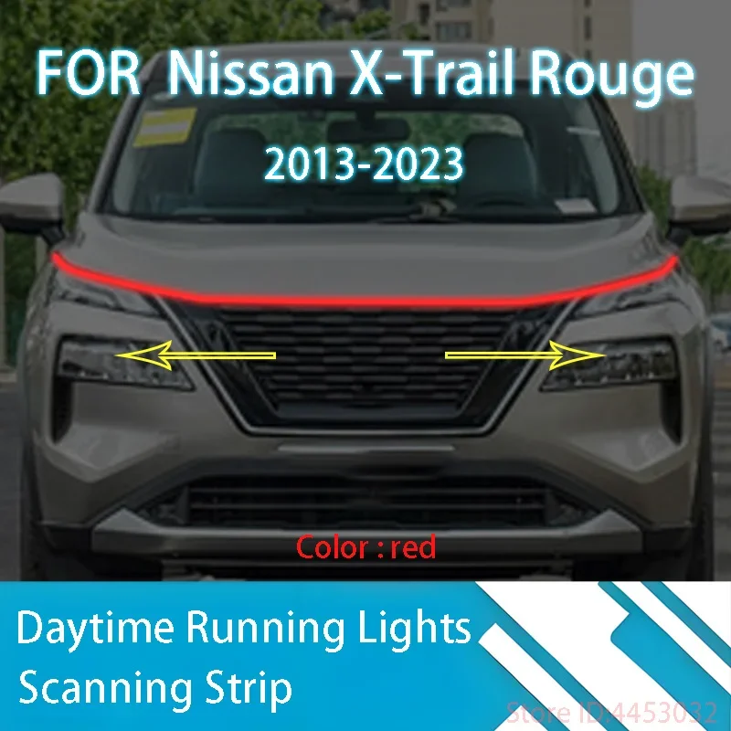 DRL Start Scan Strips Light FOR	Nissan	X-Trail Rouge 2013-2023 Car Hood Light  Decorative Ambient Lamp 12V 59 Inches Waterproof