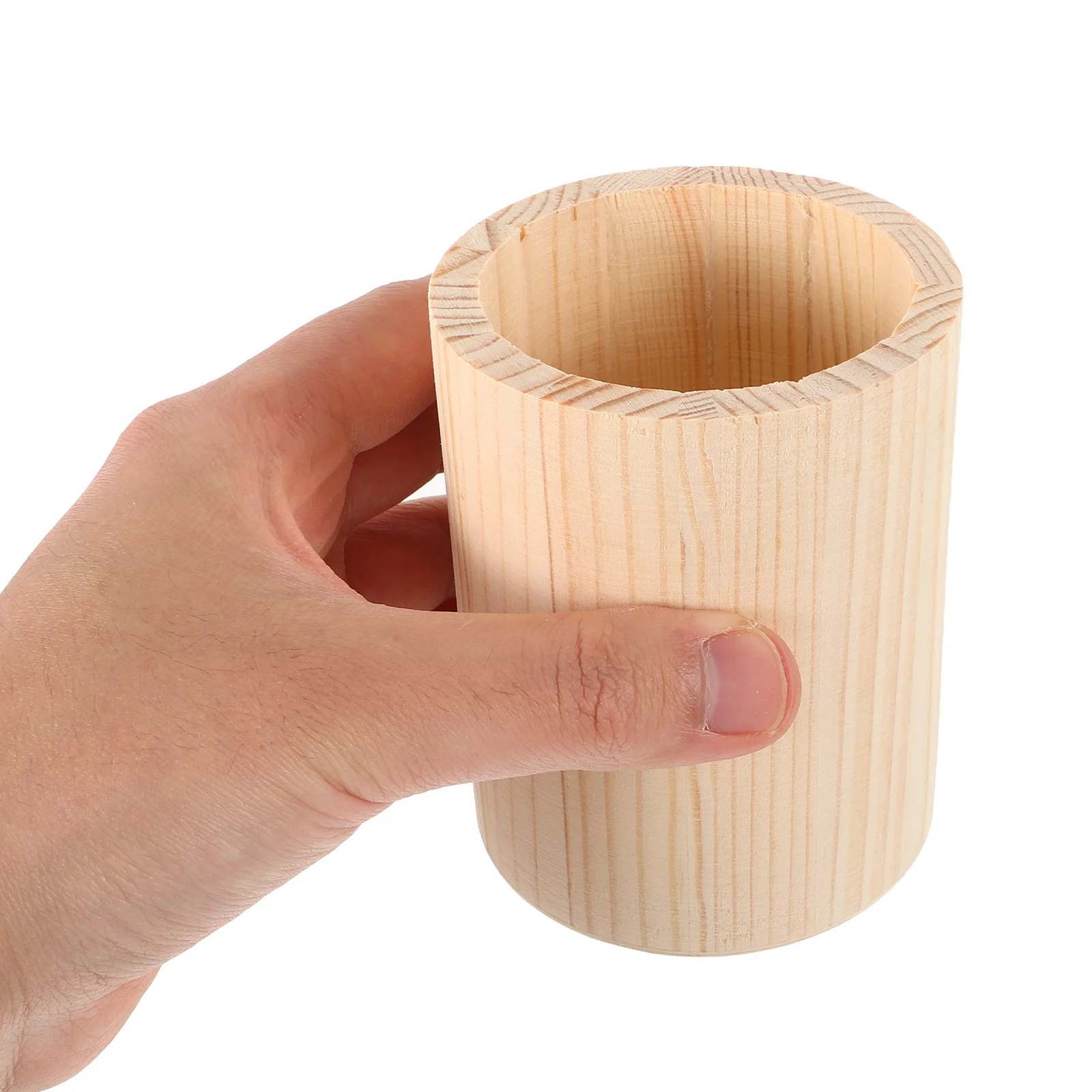 

2 pcs Blank Painting Pencil Holder Unfinished Wooden Container Thickened Solid Color Diy Desk Organizer For Office School