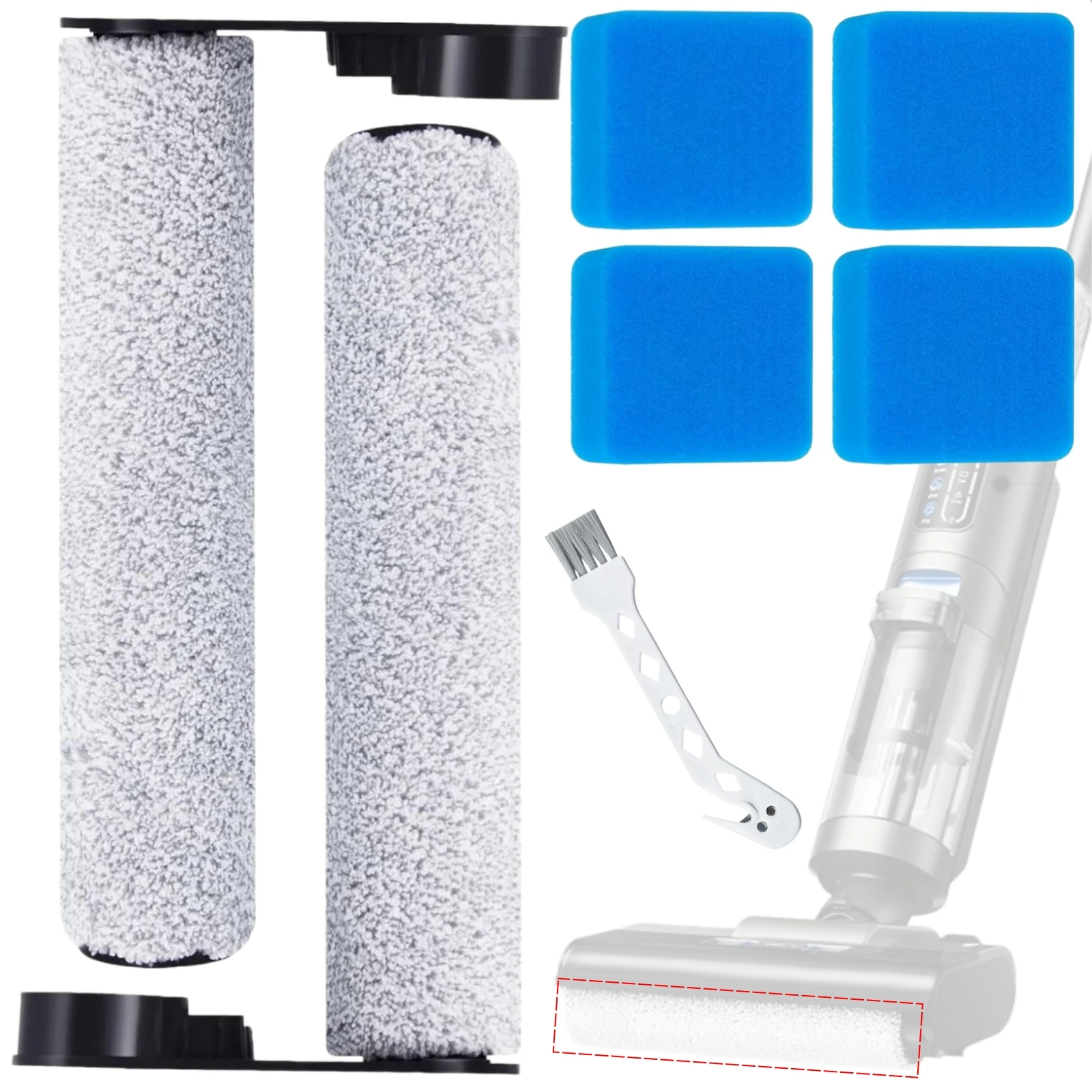 JONR ED12 Kit de accesorios para aspiradora, piezas de repuesto para aspiradora Eureka NEW430, 2 rodillos de cepillo + 4 filtros