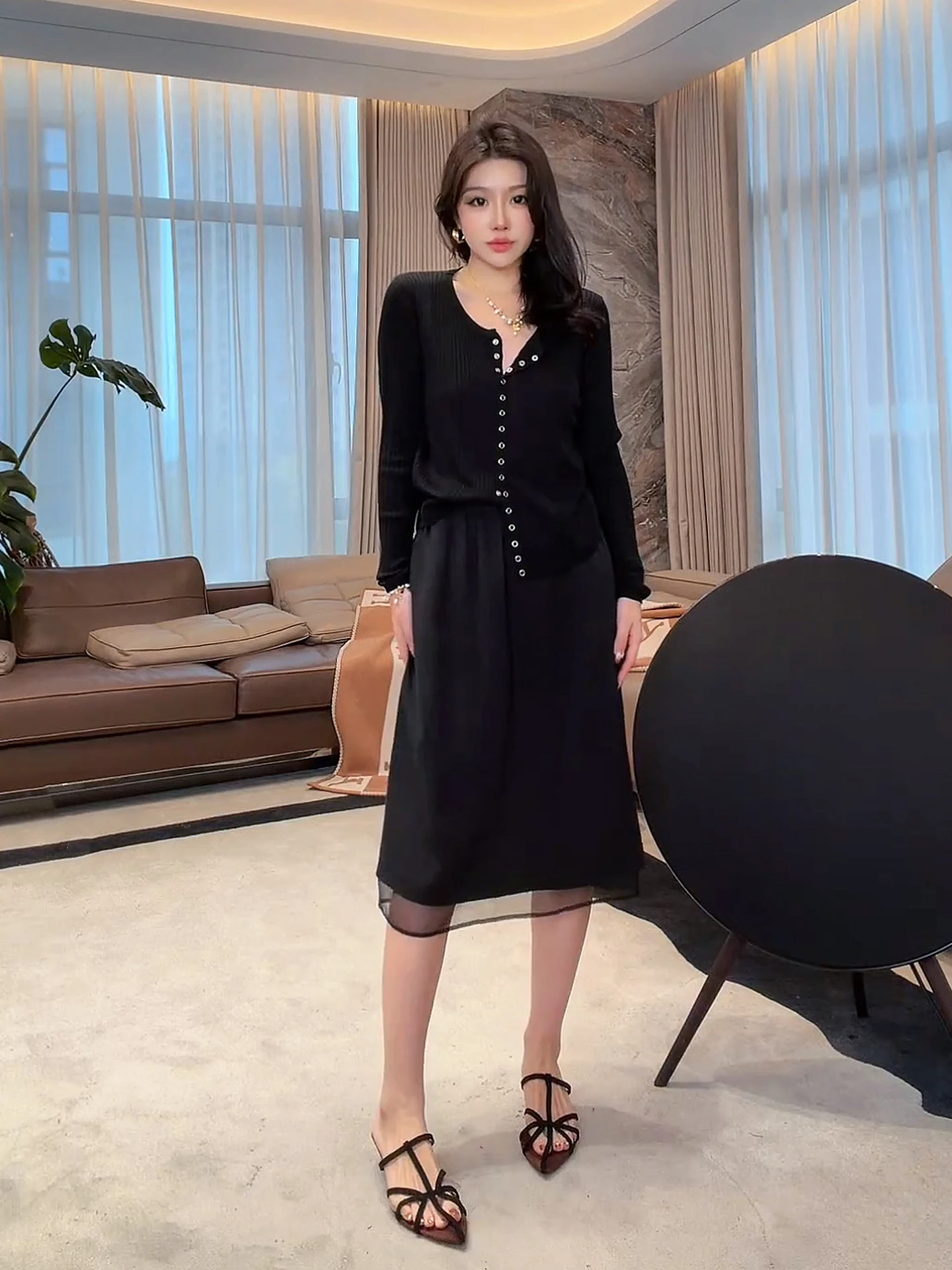 

Свободный женский вязаный свитер из мягкой шелково-шерстяной смеси, модный, приталенный, в уличном стиле, с длинным рукавом, для ношения под одеждой, стандартной длины