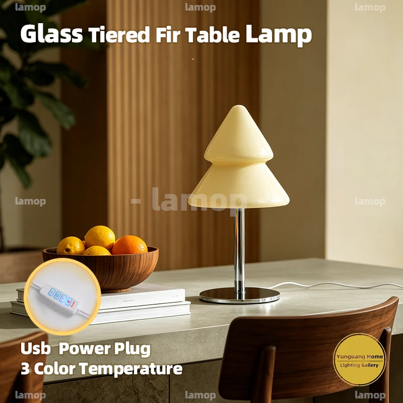 Murano Glass Tiered Conical Table Lamp Soft Light Diffusion Ins Style Furnishing Light For Holiday Display Living Side Cabinet D