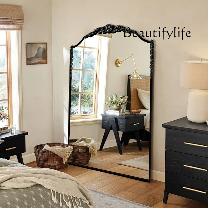 X40 Pretty European Style Retro Full Body Floor Mirror Old Clothing Store Fitting Mirror Carved Wall Hanging Wall Dressing Mirr