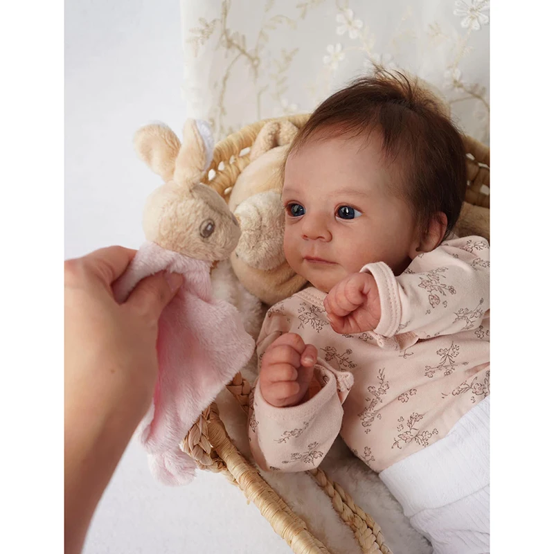 45 cm große wiedergeborene Babypuppe Felicia, bereits fertige Puppen mit verwurzelten Haaren, weiches Vinyl, Neugeborenes Baby, 3D-Haut, sichtbare Adern