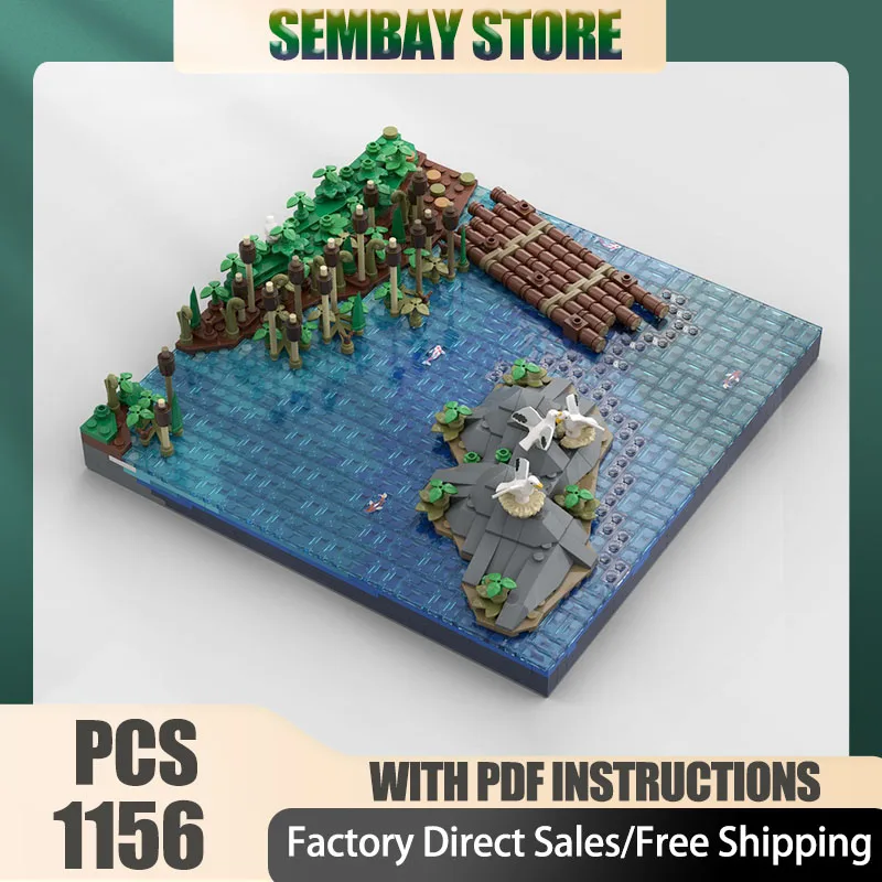 Moc Baustein Modular A13 Castle-Rivers Rocks Floß Landschaft ExpansaionTechnology Block Weihnachten DIY Spielzeug Bau Geschenk