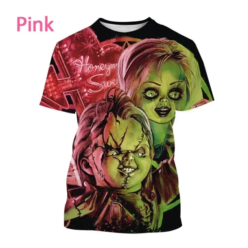 2023 Summer New Horror Chucky Doll 3D Printing T Shirt Casual Personality Horror Movie Hip-hop Unisex T-shirt