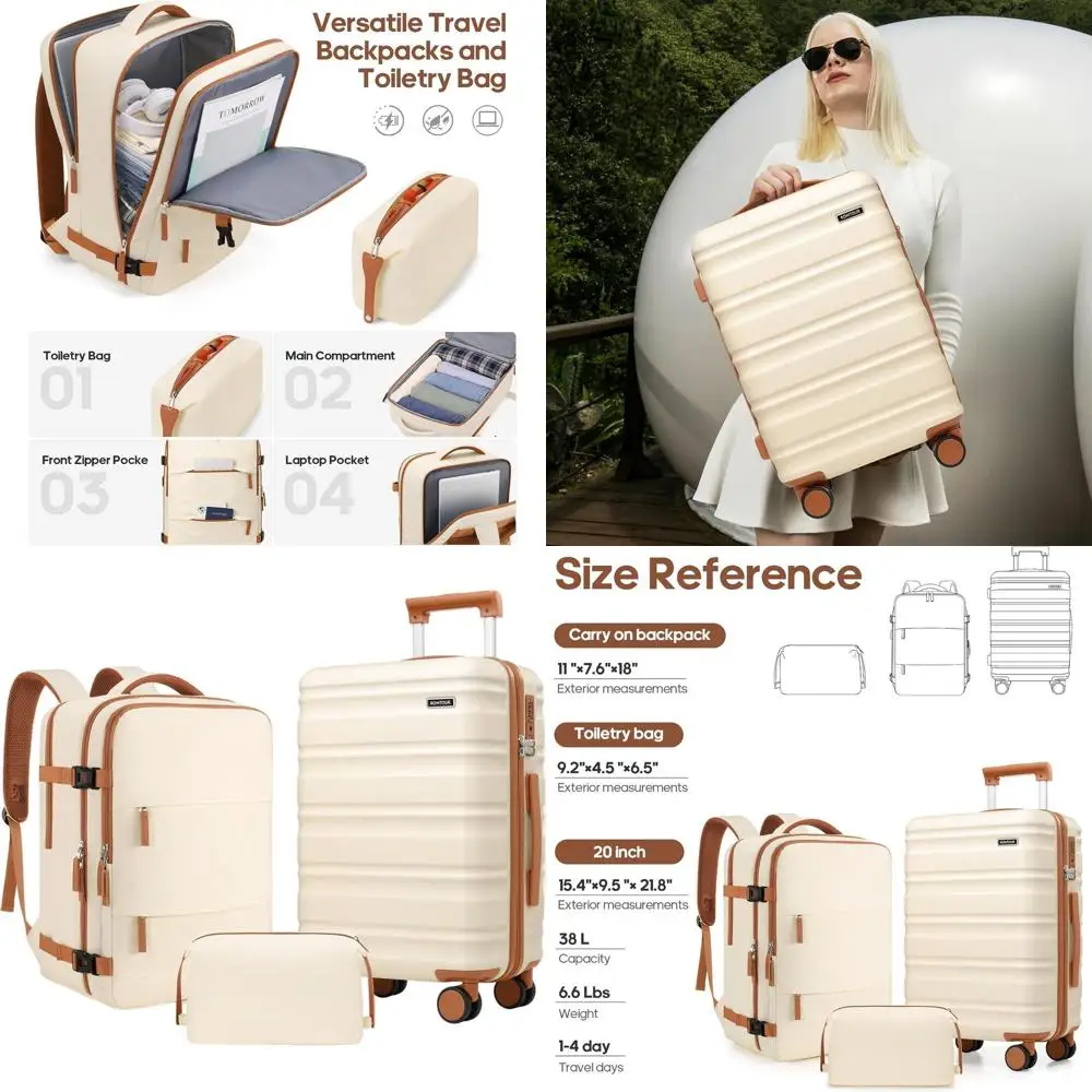 

Expandable 20 Hard Shell Spinner Suitcase with TSA Lock, Airline Approved Carry-On Luggage Set