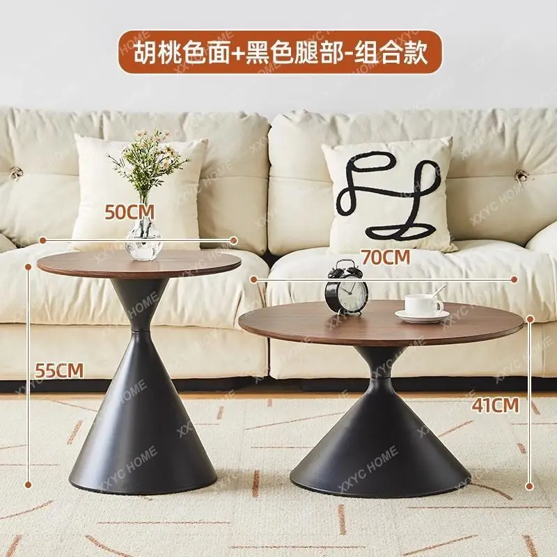 Nordic Cream Style Round Coffee Table Household Guest Modern Solid Wood Homestay Simple