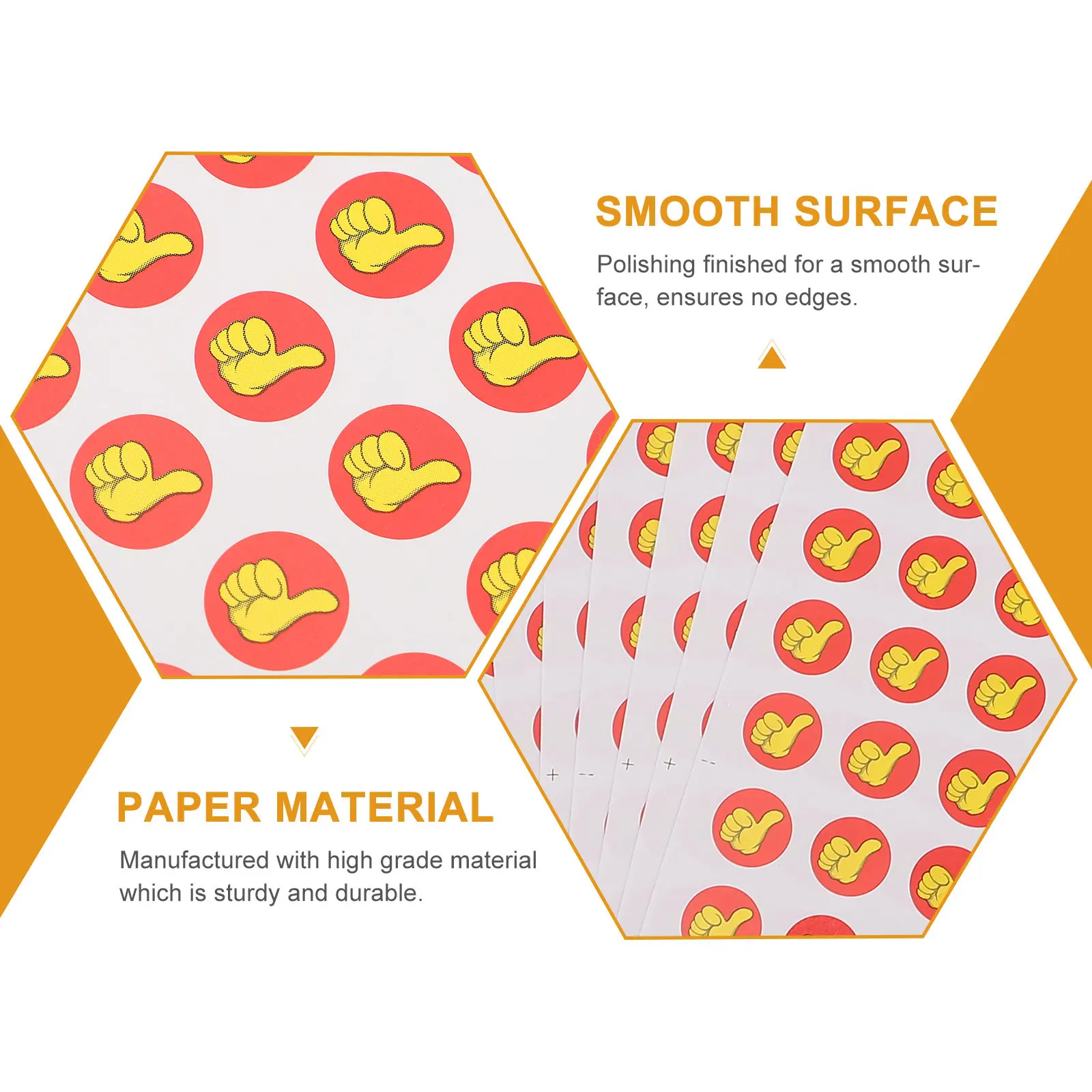 50Sheets Thumbs-Up Patterned Stickers Reward Stickers for Students Classroom Home Office Use Peel-and-Stick Safe Removable