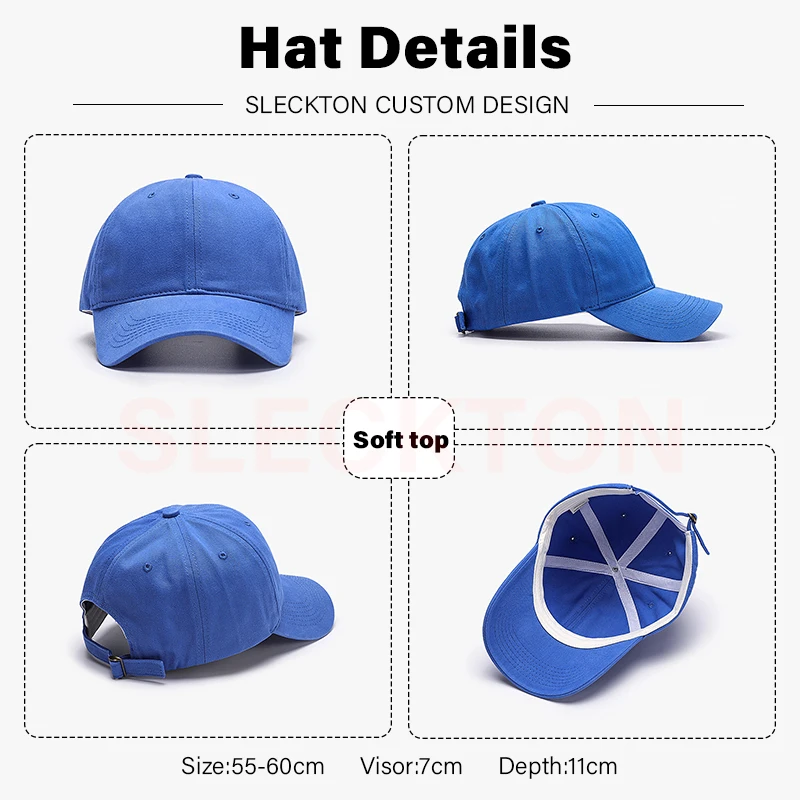 SLECKTON Custom LOGO Hat Baseball Cap for Men and Women Solid Embroidery Print Picture Text Summer Sun Hat Designer Hats Unisex