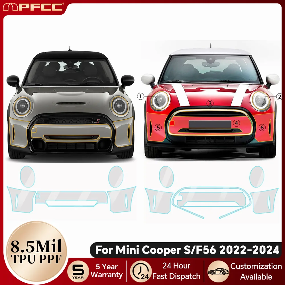 

For Mini F56 Cooper S 2-doors 2022-2024 8.5Mil TPU Paint Protection Film Pre-cut PPF Clear Bra Car Body Anti-scratch Resistant