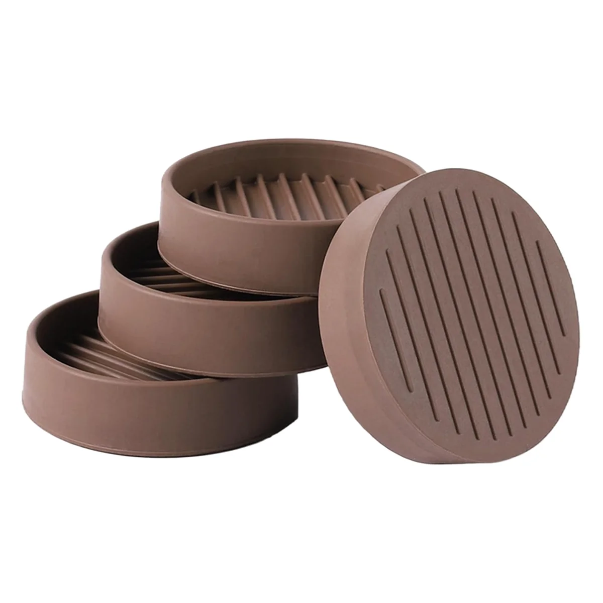 

4Pcs Round Rubber Furniture Caster Cups, Anti-Sliding Furniture Pads Bed Stopper Floor Protectors Brown