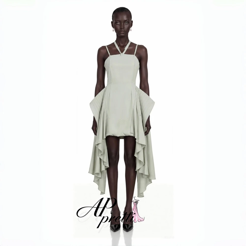 AP pretti Chic Halter Sleeveless Evening Dress Customized High‑Low Hem Short Party Gown Cocktail Formal Dress Vestidos De Noche