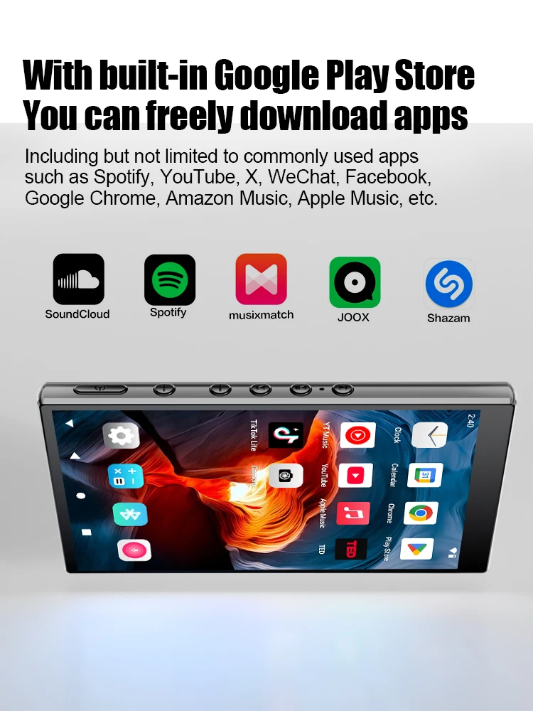 Famue mp4 player portátil mp3 player android 13 câmera de 13 megapixels 4g + 32g 4.3 polegadas tela ips bluetooth 5.0 presentes para estudantes