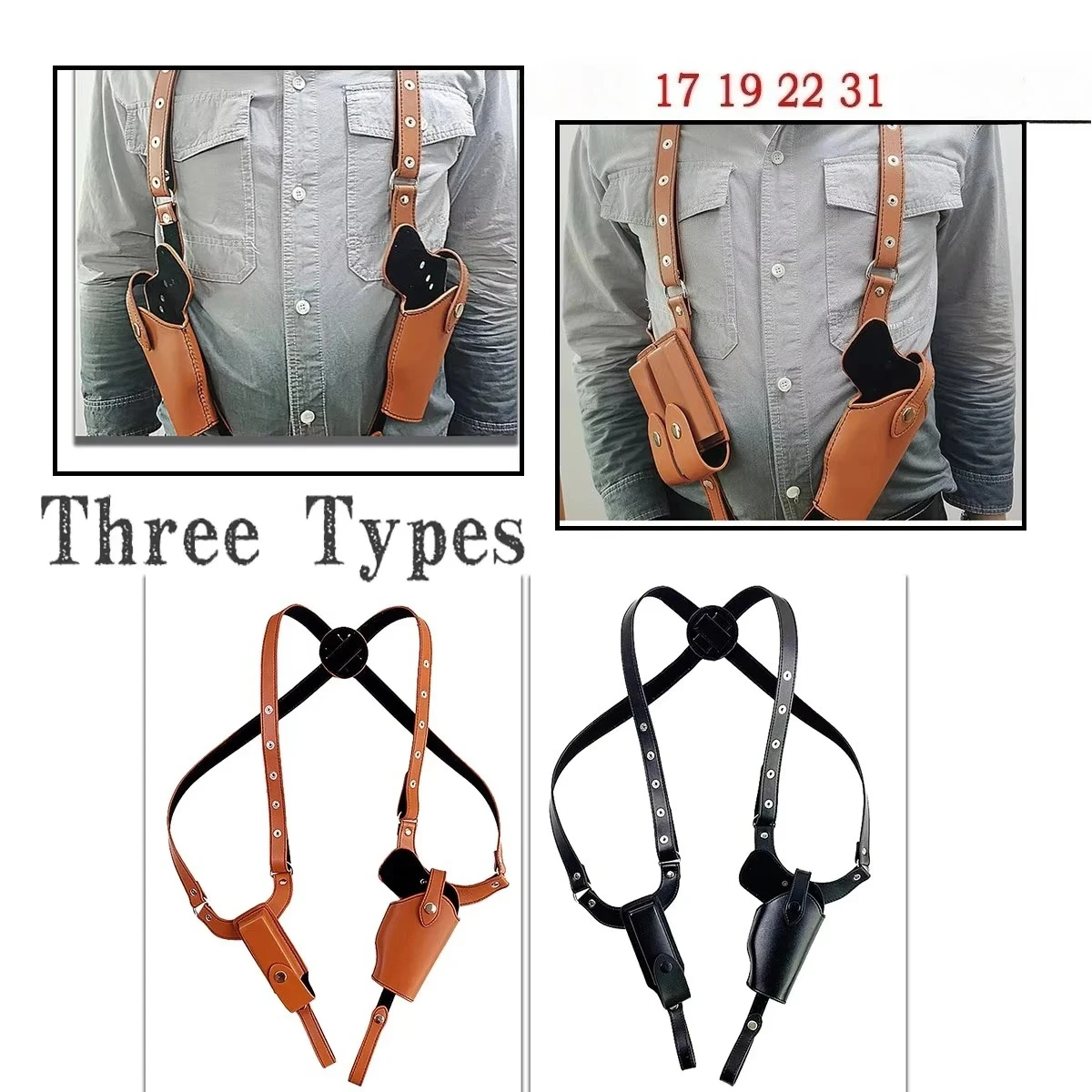 

Тактическая скрытая наплечная кобура 1911 G17 G19 G31, кожаная кобура для пистолета под мышками, охотничья сумка для переноски