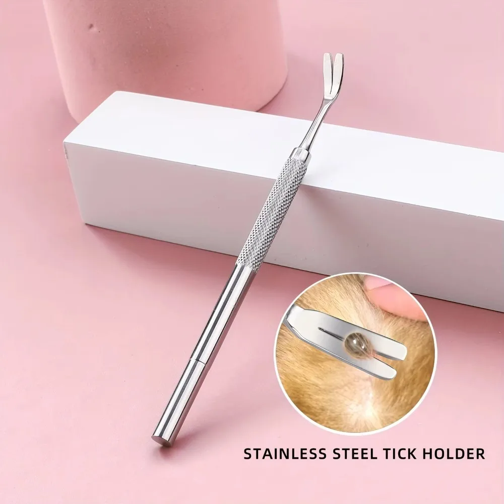 Fork Shape Tick Removal Tool Professional Stainless Steel Pet Flea Removal Tweezers Scratching Hook Tick Remover Tool Pets