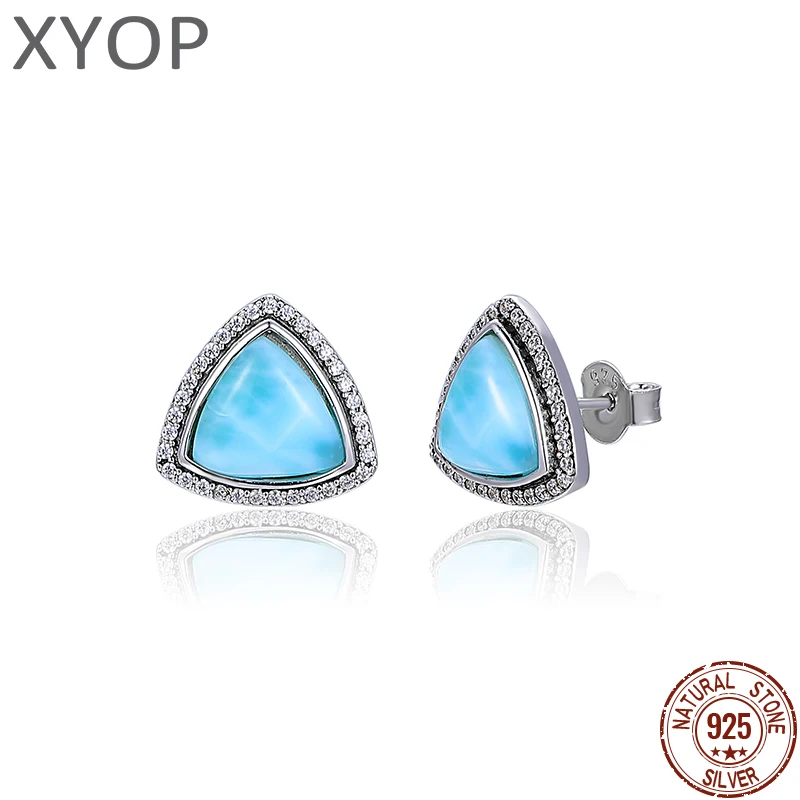 

XYOP 2025 Larimar Triangle Earrings 925 Sterling Silver Fashion Jewelry for Women Elegant Soft And Beautiful World Accessory