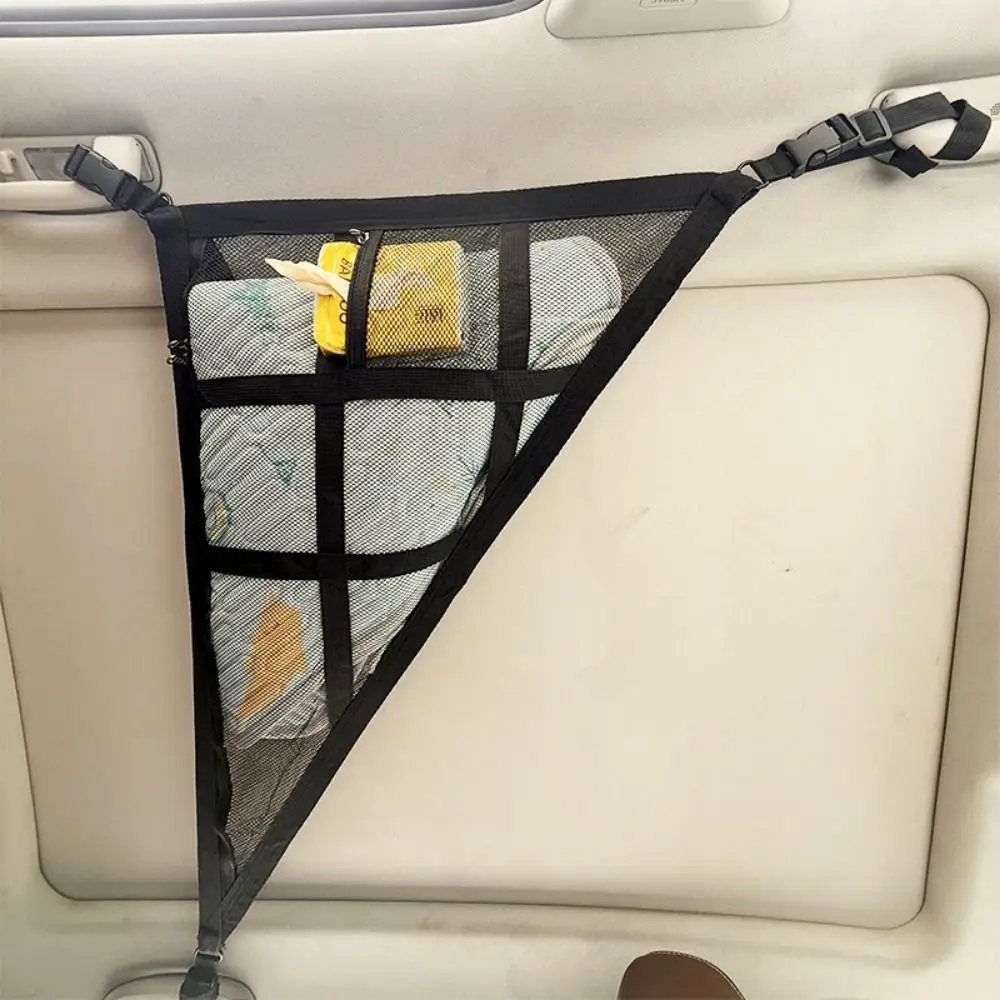 

Double-layer Car Ceiling Triangle Net Adjustable Anti-fall Triangular Ceiling Storage Bag Double Pocket Breathable