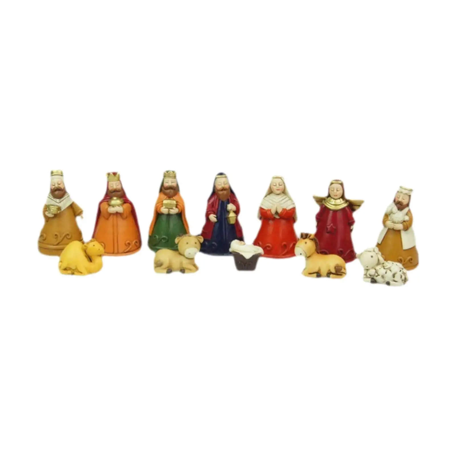 12Pcs Jesus Born Sculptures Set Resin Saint Mary Catholic Jesus Born Ornaments for Desk Decorative Home Bookshelf Window Sill