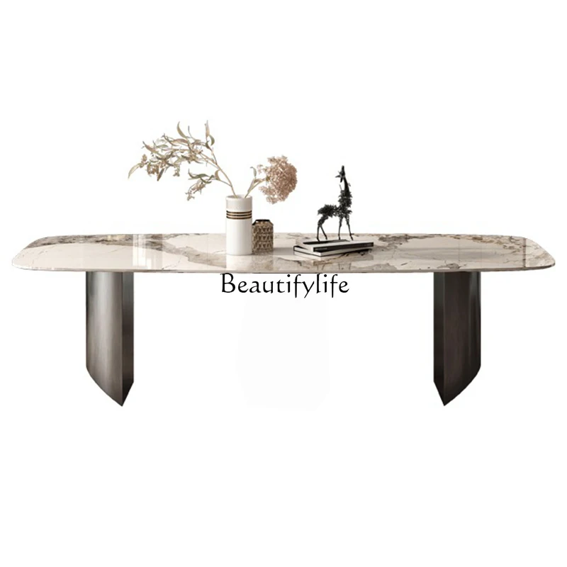 

Minimalist Light Luxury Home Stone Plate Dining Table Modern Minimalist Rectangular