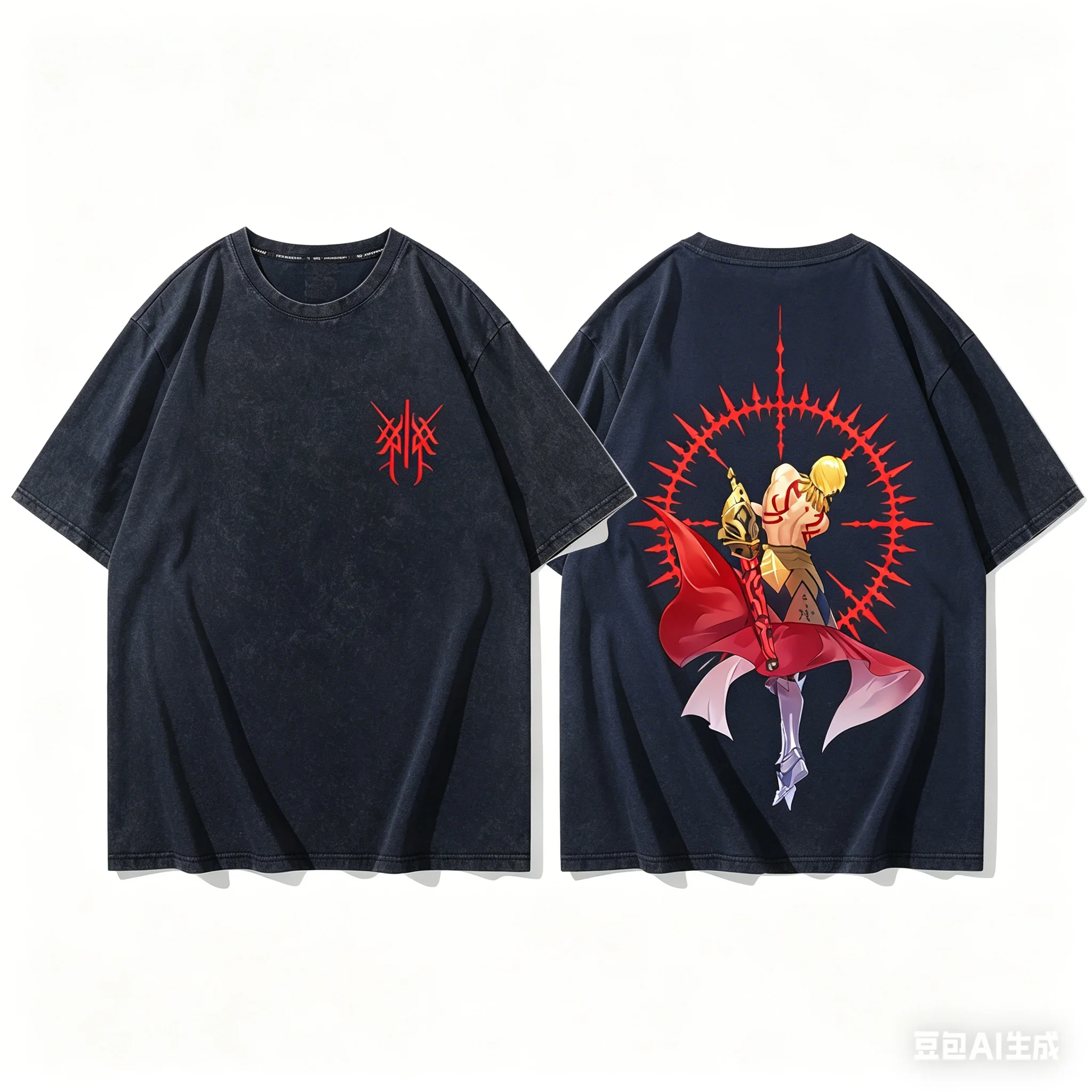 Fate stay Washed T-shirt personality Clothes Plus Size Unisex New Model Anime Tshirt Year round clothing Vintage Loose soft gift