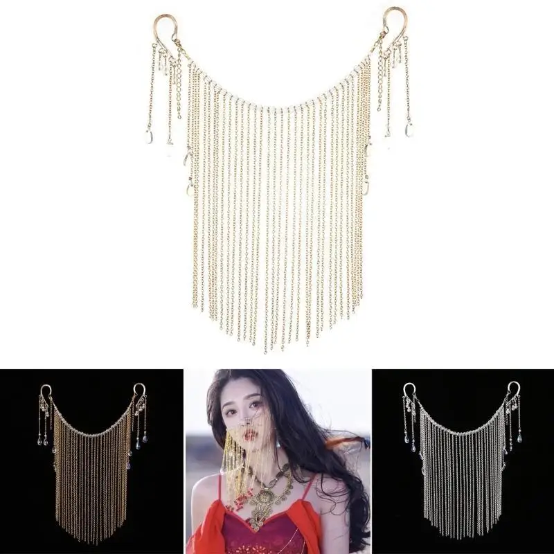 

39BD Antique Woman Face Covering Curtain Hangings Ears Covering Curtain Veil Tassel