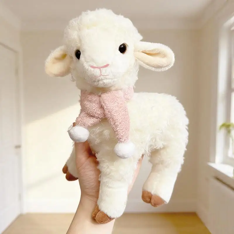 Stuffed Lamb Animal Toy Soft Plush with Bell Sheep Plushies Doll 1Pcs for Eid Mubarak Party Decoration - view 6