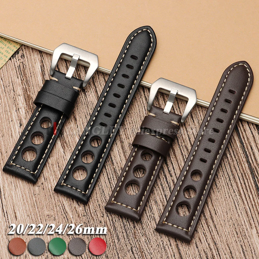 

Винтажный ремешок для часов из натуральной яловой кожи для Seiko для Panerai для Omega, мужской и женский универсальный браслет 20 мм, 22 мм, 24 мм, 26 мм