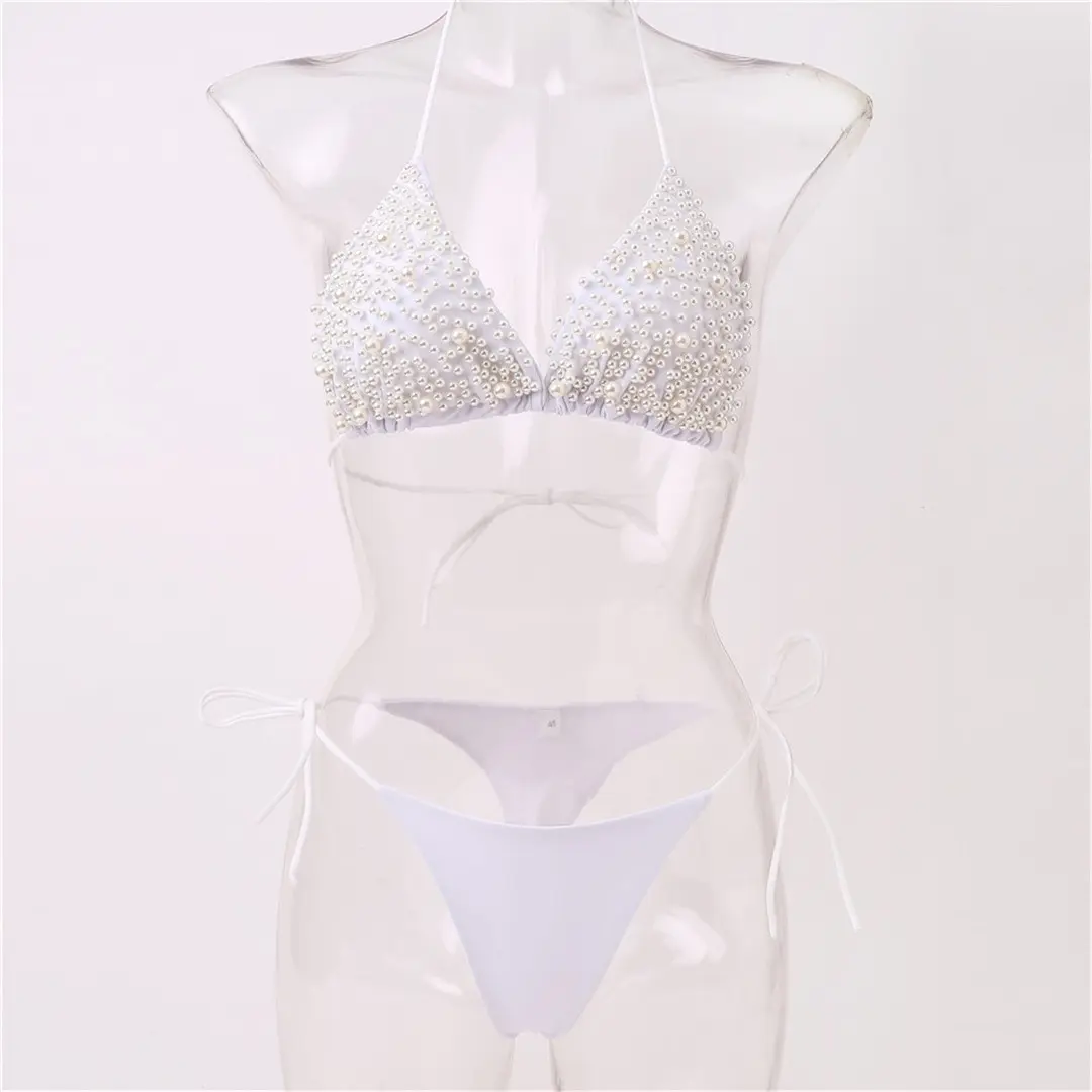 Sexy Neckholder-Mini-Bikini, Damen-Badeanzug, zweiteiliger Bikini-Set, luxuriöser Perlen-Badeanzug, Badebekleidung für Damen, V2090 – Detail 24