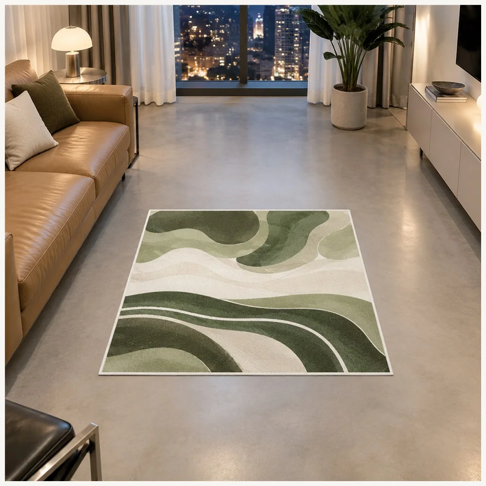 VIKAMA Abstract Aerial Terrain Door Mat, Soft Touch Non Slip Flannel Rug, Modern Minimalist Floor Mat for Porch, Garden Room