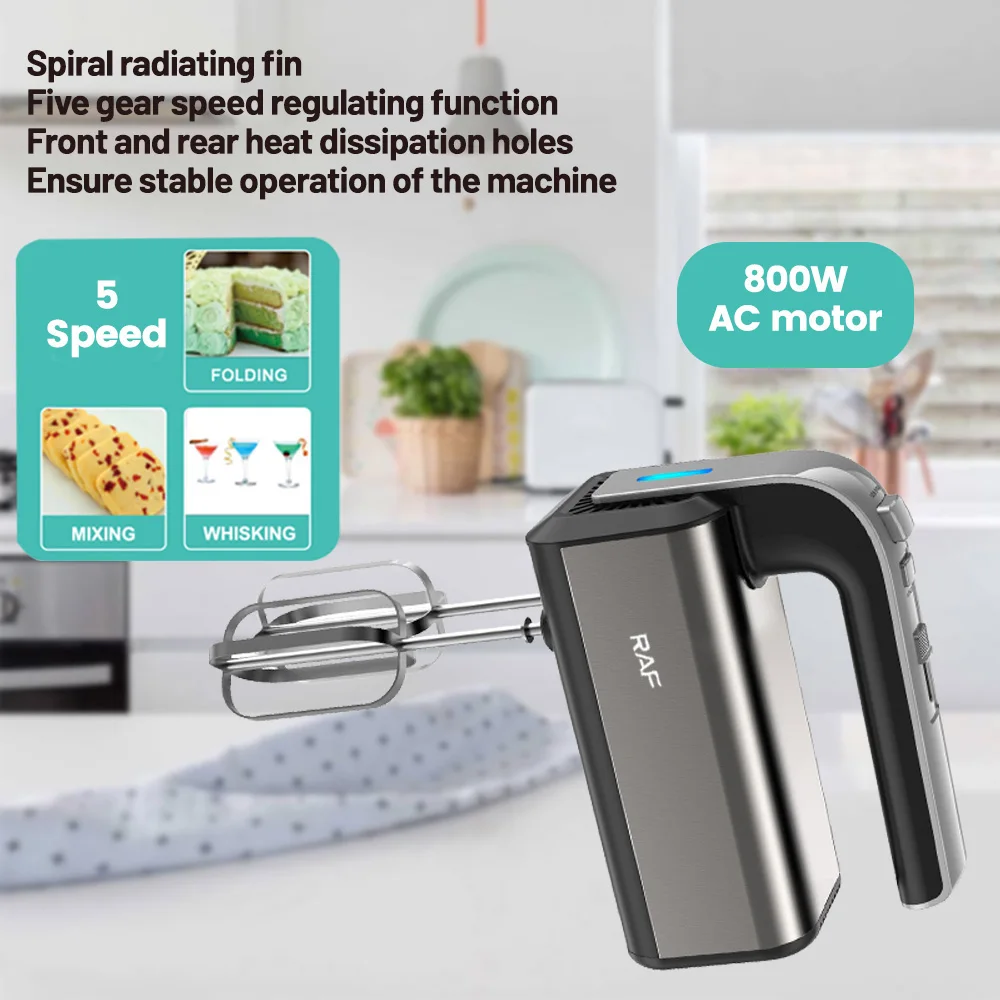 800W High Power Electric Handheld Blender Mixer Whisk Baking cream blender Small whisk 5 Gears Adjustable