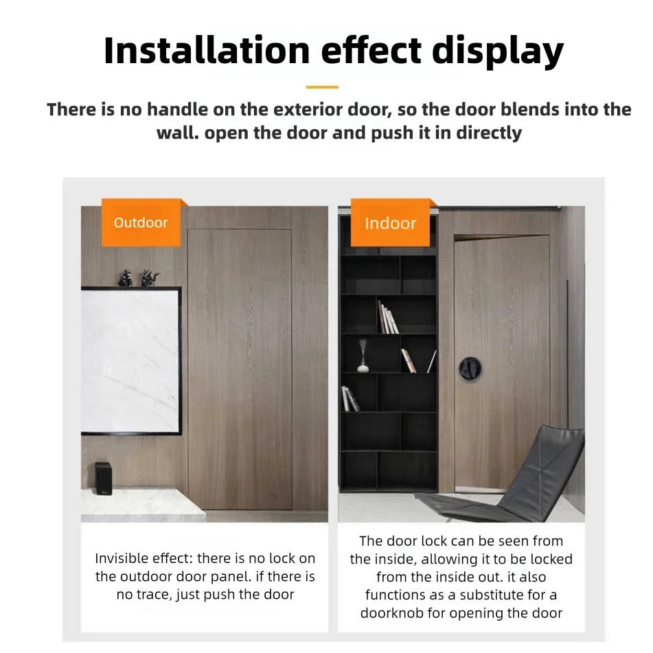 Stainless Steel Pull Ring Invisible Lock Indoor Concealed Single and Double Sided Invisible Door Lock Embedded Door Lock