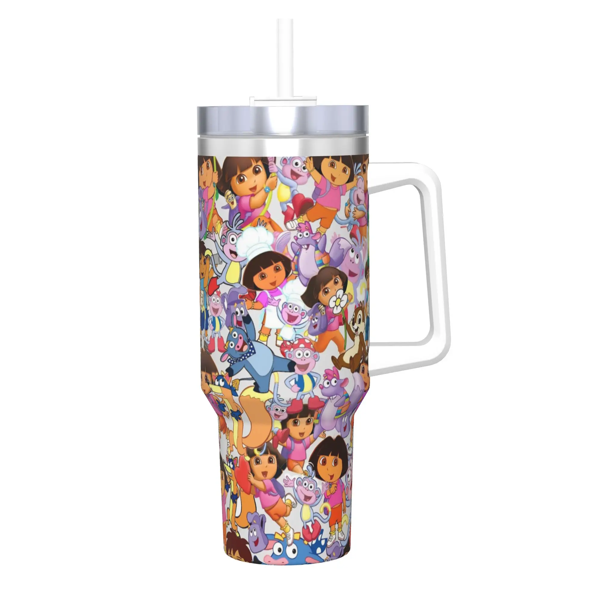 D-Doras The Explorers Tumbler With Straw  Stainless Steel Mugs Cup Double Wall Vacuum Insulated for Cold Or Hot 40oz