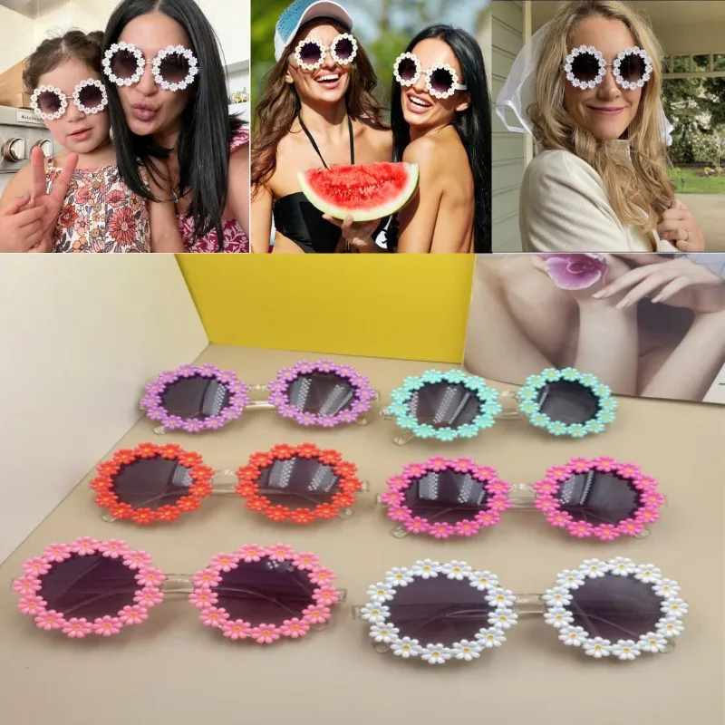 

Retro Daisy Flower Sunglasses for Adults and Kids Round Frame Sun Glasses Fashion Funny Festival Party Glasses Shades Sunglasses
