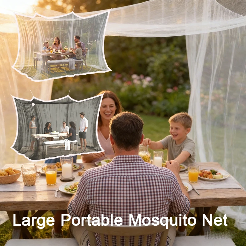 Large Portable Mosquito Net for Camping – Easy Setup with Drawstring Closure, Breathable Fabric for Backyards & Outdoor Use