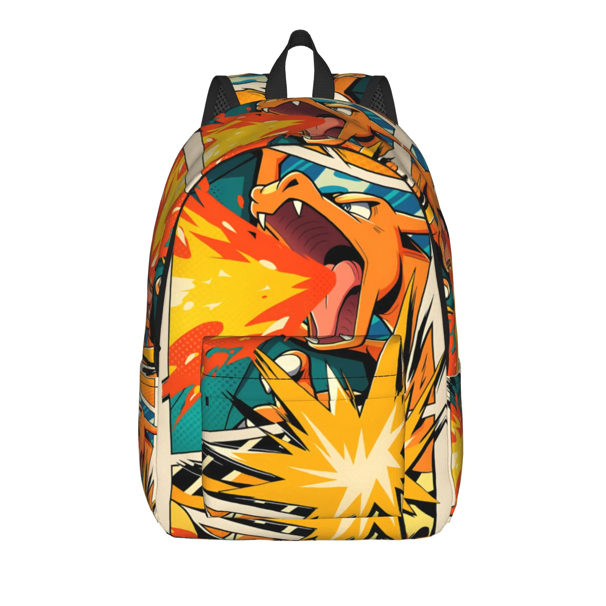 Fashion Pokemon Theme Charizard Fire Blast Backpack  Mochilas Casual Camping Sturdy Shoulder Rucksack