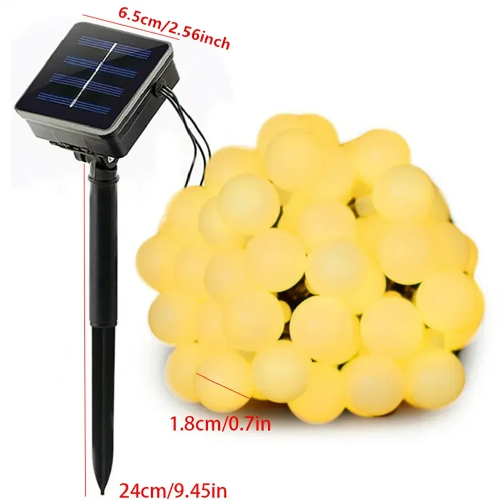 1Pack Solar String Light Garden 8 Modes Solar Globe Fairy Lights Waterproof For Garden Christmas Outdoor Wedding Decor Lights