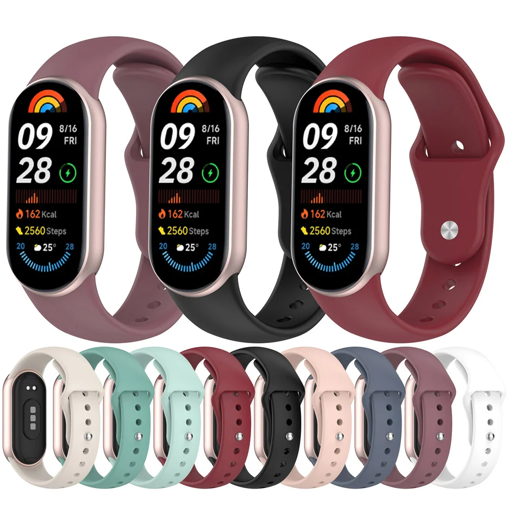 BEHUA Gelang Jam Silikon untuk Xiaomi Band 10/9/8 Pengganti Tali Olahraga Gelang Korea untuk Xiaomi Mi Band 8 9 10 Gelang