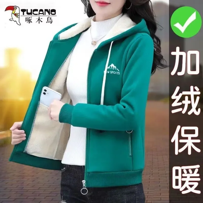 2024 Fashion Zipper Pocket Jacket Autumn Winter Women\'s Coat Casual Hooded Polar Fleece Warm Outwear Sportswear Coats K998