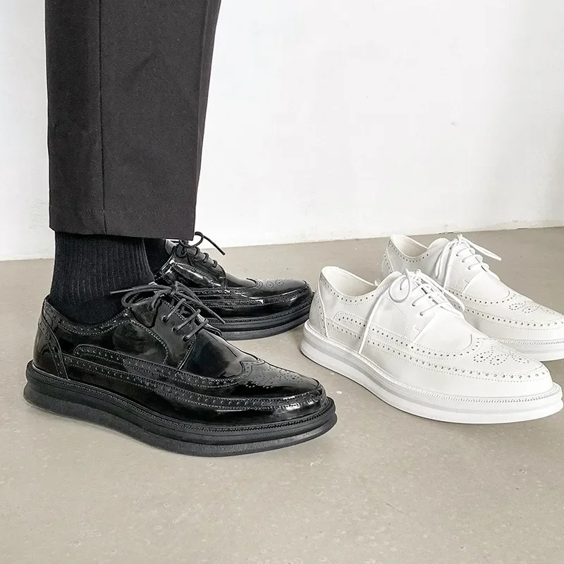 

Мужские классические туфли-броги в стиле ретро, мужские повседневные деловые кожаные туфли на шнуровке, офисные туфли на плоской подошве, мужские туфли дерби для свадебной вечеринки, новинка