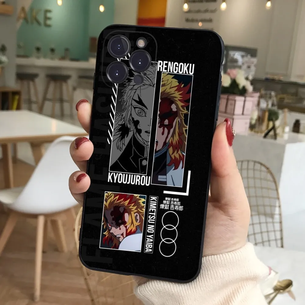 Demon Slayer Silicone Soft Phone Case, Rengoku Kyoujurou Cover, iPhone 16 15 14 13 12 11 Pro Mini XS MAX Plus X