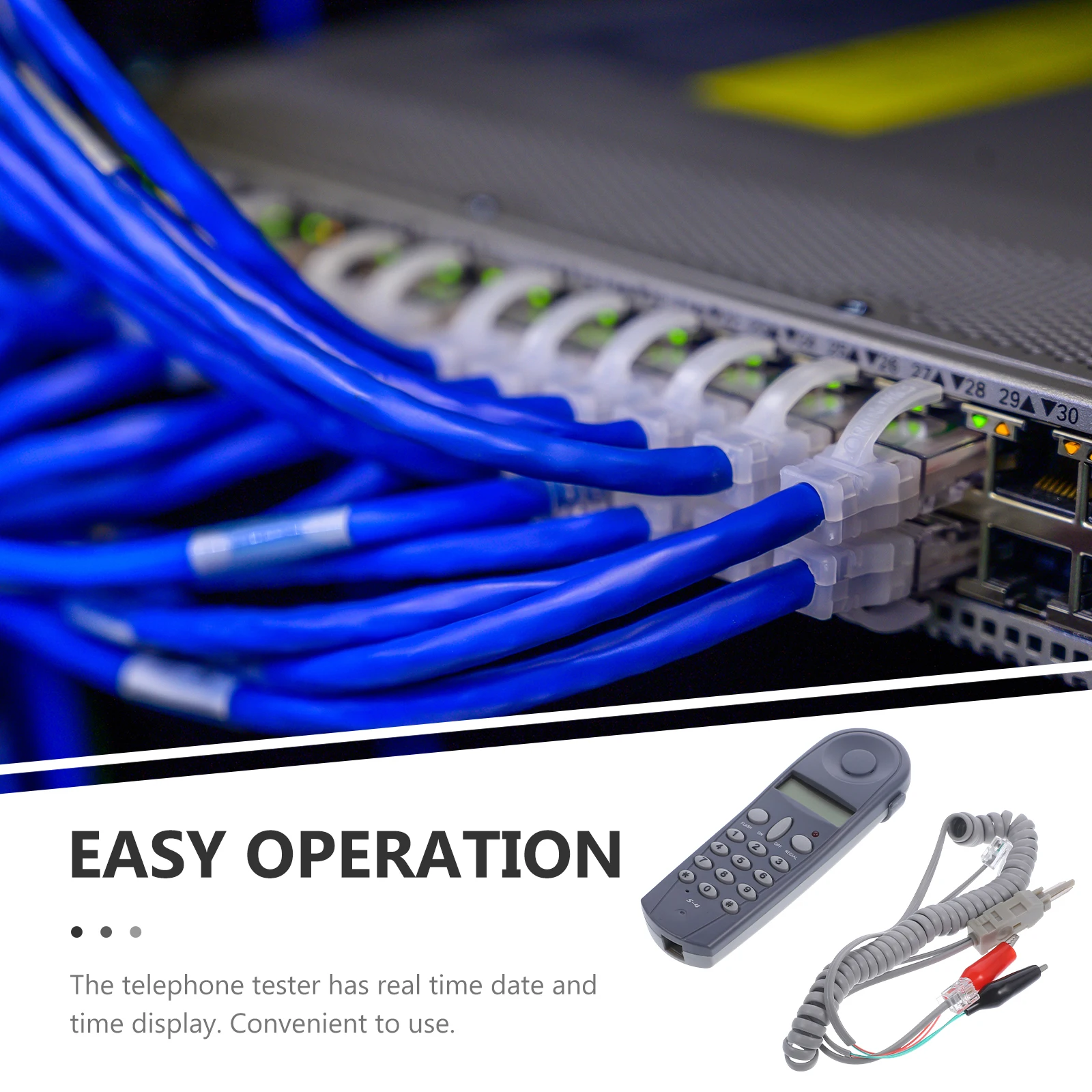 

Telephone Tester Phone Network Cable Tester Real Time Display Home Office Reliable Easy Operation Wide Compatibility
