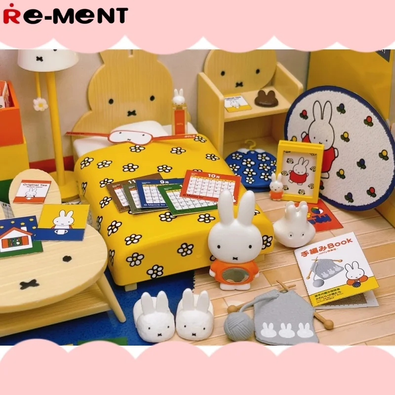 

In Stock Re-Ment Genuine Miffy'S Room Bed Table Miniature Scene Collecte Action Model Blind Box Surprise Birthday Holiday Gifts