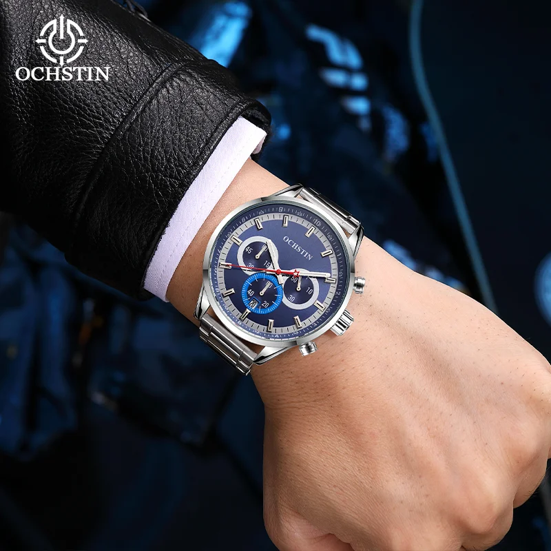 OCHSTIN جديد بيع ساعات حركة الكوارتز الرجال الفولاذ المقاوم للصدأ ساعة اليد مقاوم للماء الفاخرة ولكن منخفضة ساعة للذكور #5