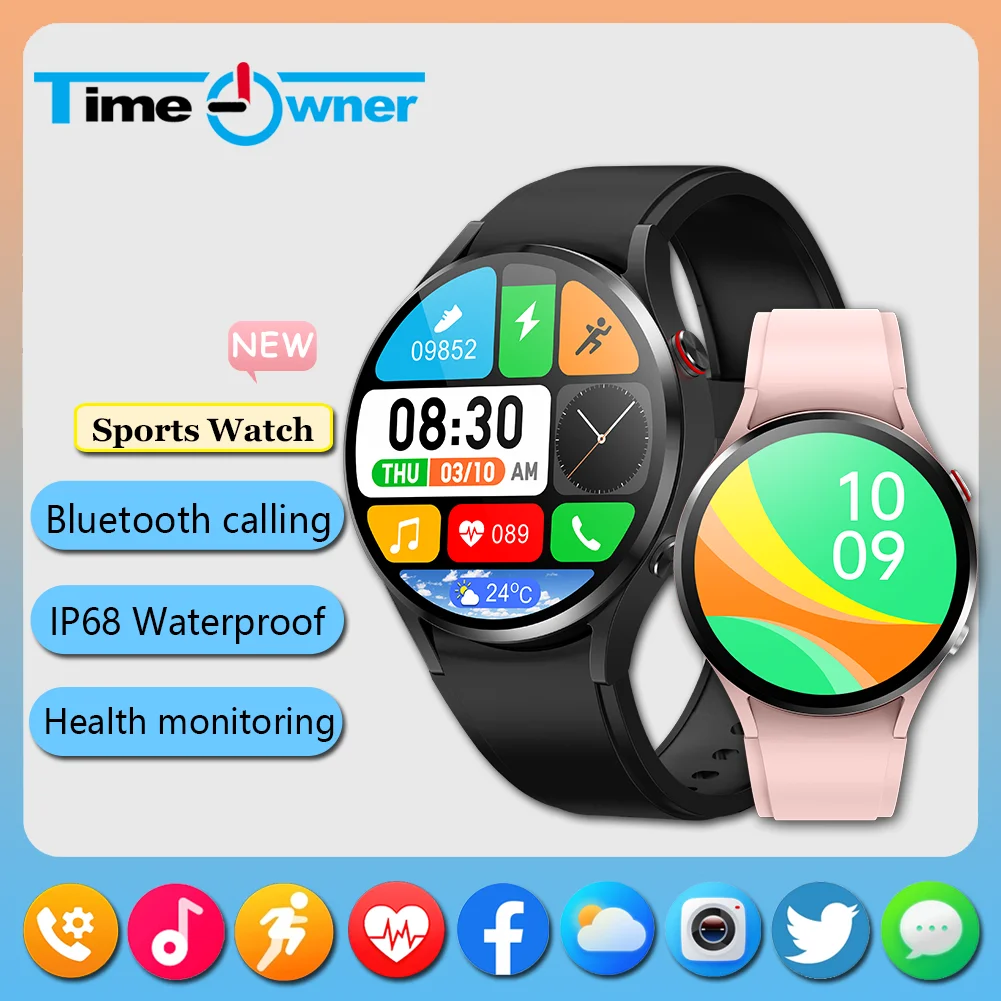 

Time Owner Smart Watch Bluetooth Phone Call 1.43"AMOLED Display Smartwatch Health Monitor IP68 Waterproof Sport Watch Pedometer